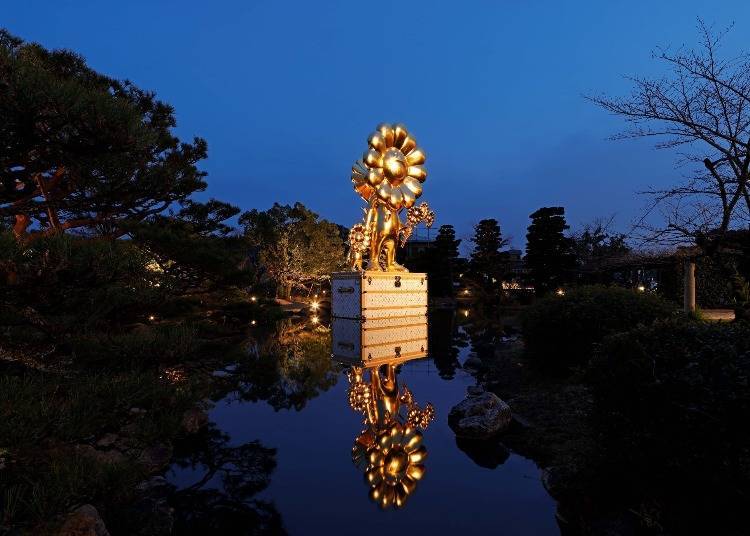 Flower Child (2020) and Louis Vuitton trunk installation Photo: Kozo Takayama. ©︎2020 Takashi Murakami / Kaikai Kiki Co.