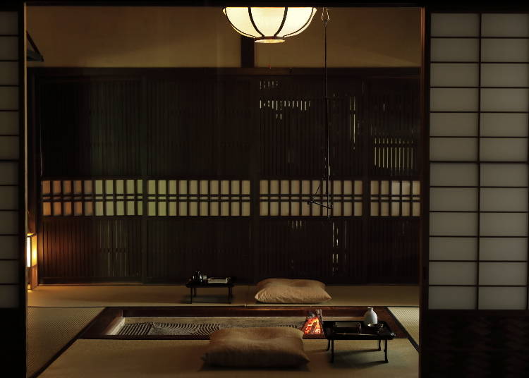 The preserved traditional irori hearth (Courtesy of Hachikan Ohara)