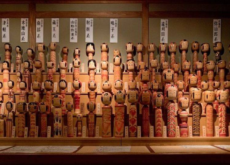 ▲ Kokeshi displayed from many different regions. Among the many displayed perhaps you can find one that reminds you of your childhood.