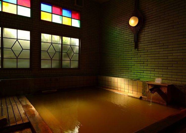 ▲ The men’s Hinoki no Yu bath. The atmosphere of this bath is very soothing.