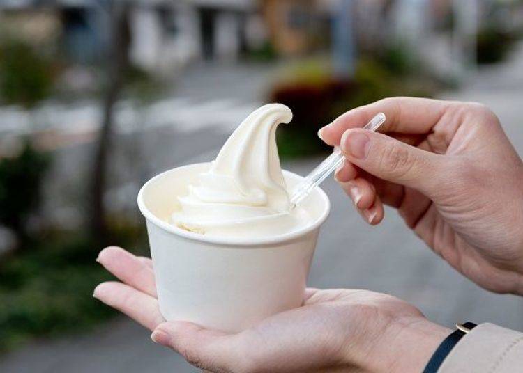 ▲ After eating the tofu, we really recommend having a soy milk soft ice cream because the tofu flavor is so subtle you would not think it was made from soy milk!
