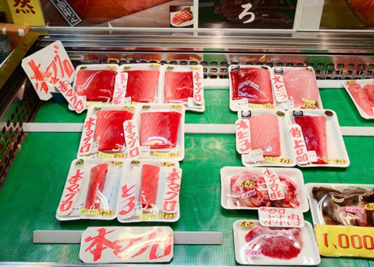 ▲特選商品與鰓邊肉、心臟等，在市場才能看到的獨特部位鮪魚肉