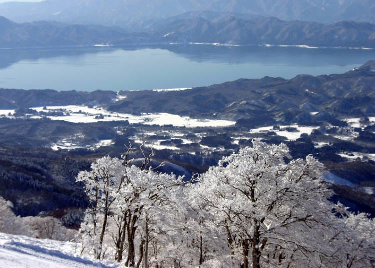 東北滑雪場②從「田澤湖滑雪場」俯瞰田澤湖美景