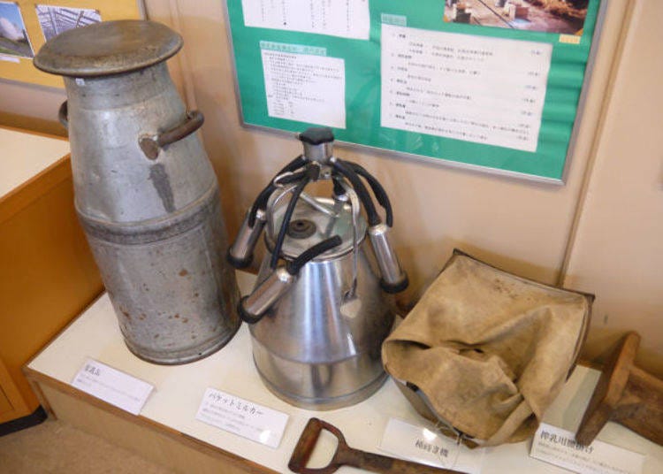 ▲Old milking tools on display