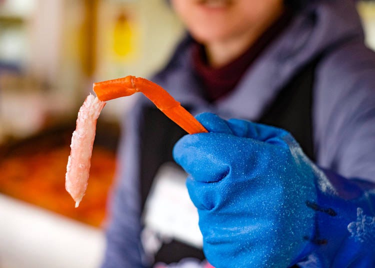 Relish samples of red snow crab!