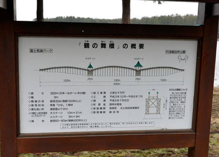 ▲An information board with an introduction of Tsuru-No-Mai Bridge.
