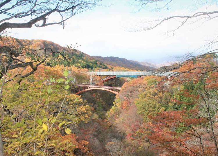 8. Yukiwari Bridge and Yukiwari Valley: Colorful autumn foliage landscapes in Fukushima