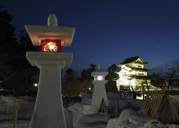 1．「弘前城雪燈籠まつり」に参加する