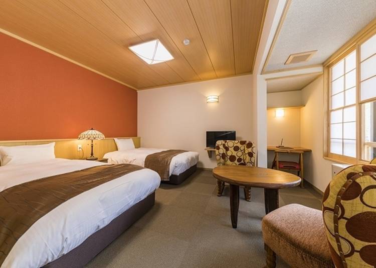 The western-style rooms with beds were renewed in 2019 (photo provided by Sukayu Onsen)