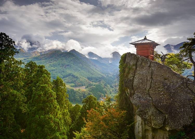 Yamadera Temple with beautiful greenery