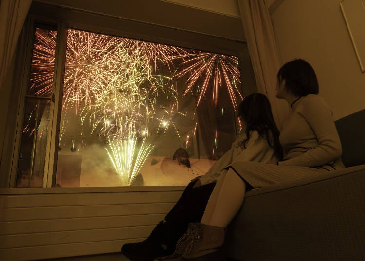 There are also rooms with private views of the ski resort fireworks!
