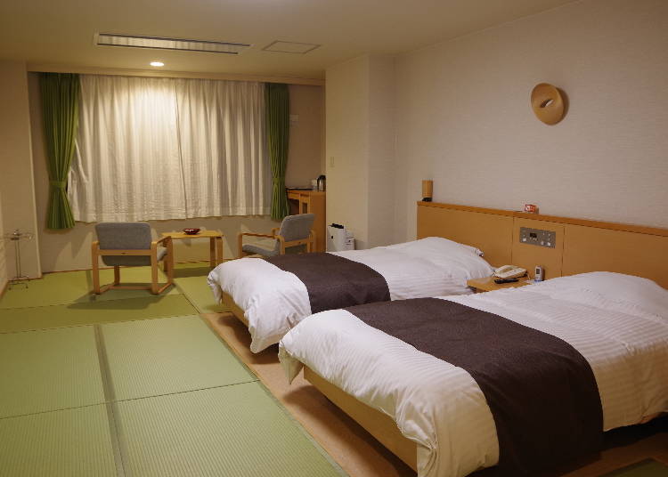 The guestrooms at Koganezaki Furofushi Onsen
