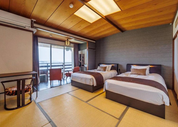 Japanese-Style Twin Room with Ocean View - Image credit: Booking.com
