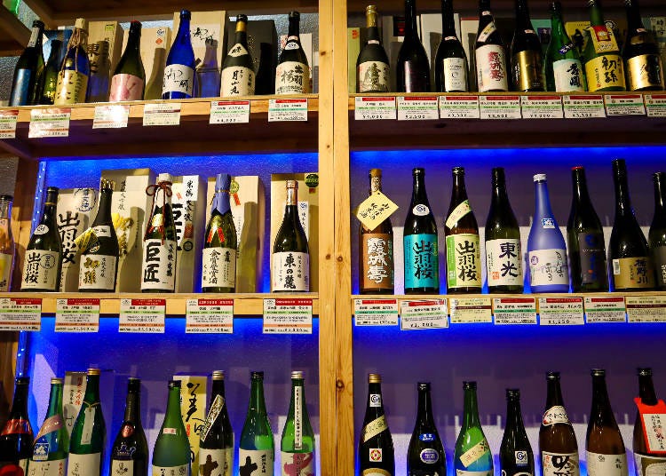 The tasting area of Yamagata Sake Museum and Bar Tsumami, featuring sake from every brewery in Yamagata Prefecture. (Photo courtesy of Expedition Japan.)