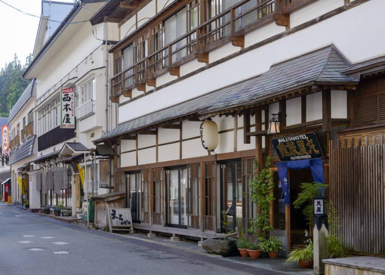 Historic ryokan line the streets of Hijiori Onsen town. (Photo courtesy of Stay Yamagata)