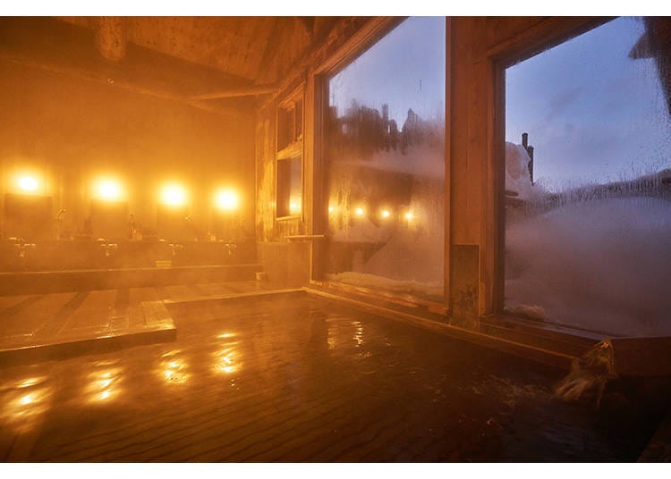 The snow‑view bath was incredible! (Photo: Ochimizu-no-Yu Tsutaya)