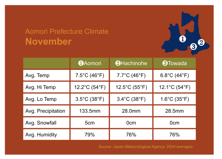 Aomori Weather in November: Winter’s Chill Approaches