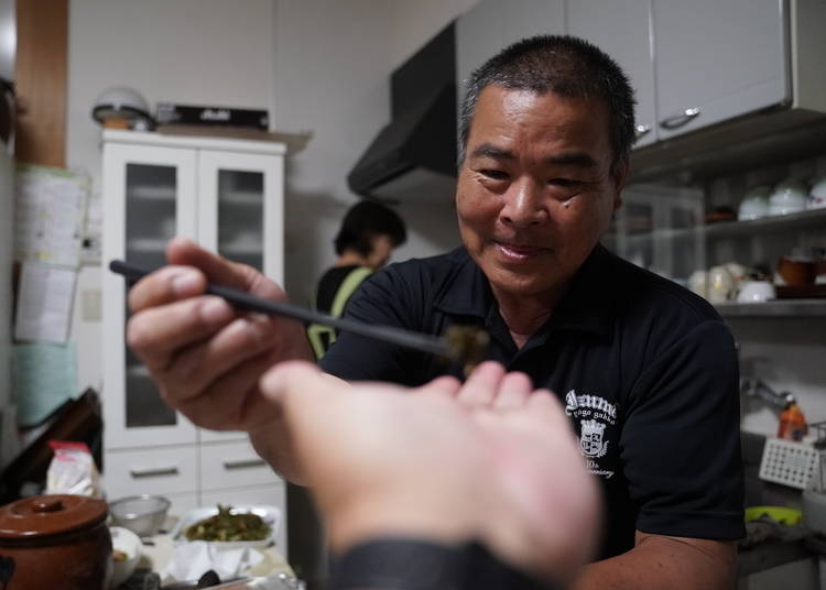 Fumio offers up some pickled shiso