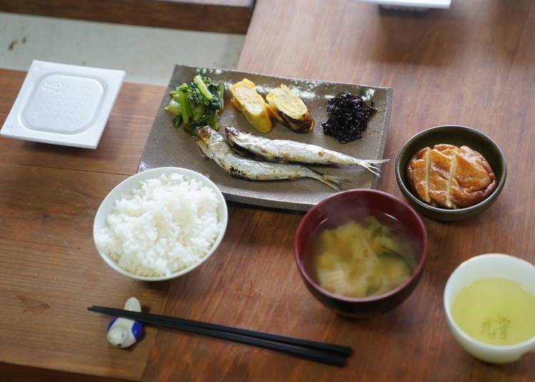 A Japanese-style breakfast served at Euchi Shizen Chiyu-no-sato