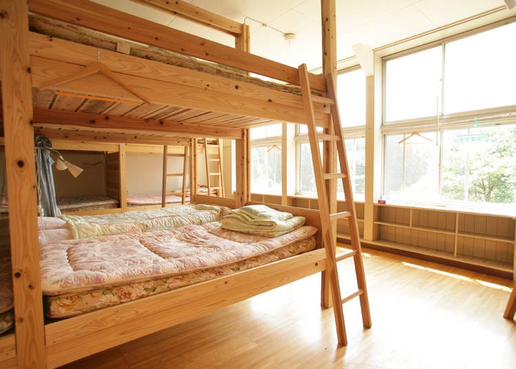 Guest rooms are furnished with communal bunk beds