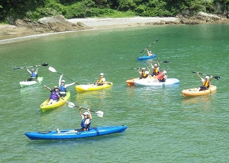 Kayak enthusiasts enjoy the great weather