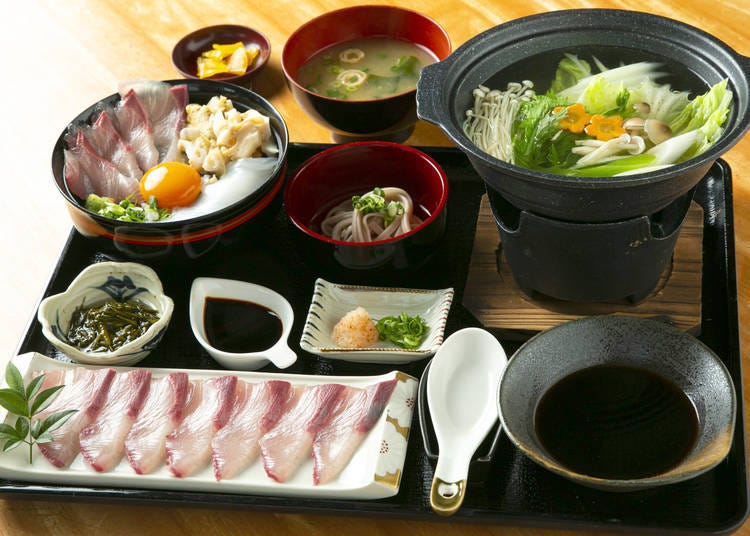 The luxurious Tango Buri Shabu Otakara Zen meal features an opulent display of fresh yellowtail