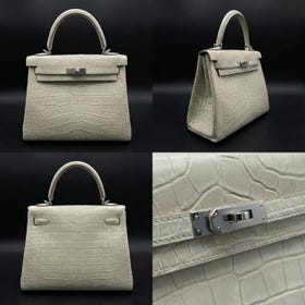 New shipment of Herm&egrave;s Kelly 25 in Beton, Matte Alligator, Palladium Hardware, Stamp B arriving today at 12:00PM ; previous shipment was 60 days ago.