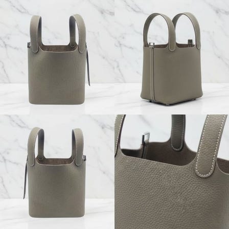 斷貨60天的愛馬仕 Picotin Lock PM Etoupe（大象灰）Clemence 牛皮 銀釦 K刻印本日12:00到貨