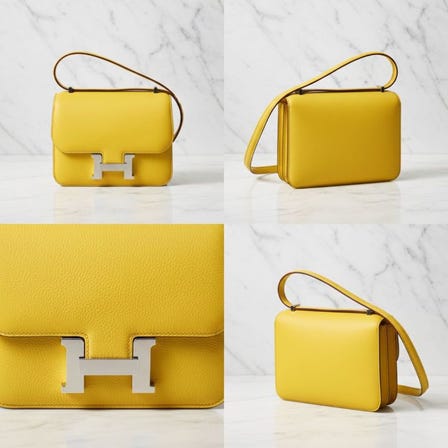 斷貨60天的愛馬仕 Constance 迷你 18（附鏡面）Sun（向日葵黃）Swift 牛皮 銀釦 W刻印2026-02-05 12:00到貨