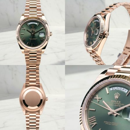 斷貨60天的勞力士 星期日曆型 40 型號 228235 橄欖綠面盤 羅馬數字 永恆玫瑰金本日12:00到貨