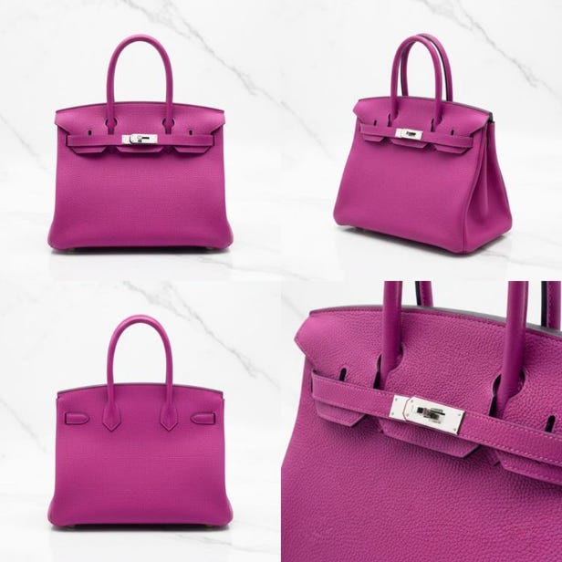 斷貨60天的愛馬仕 Birkin 30 玫紫色（Rose Pourpre） Togo 皮革 銀色金具 A刻印本日16:00到貨