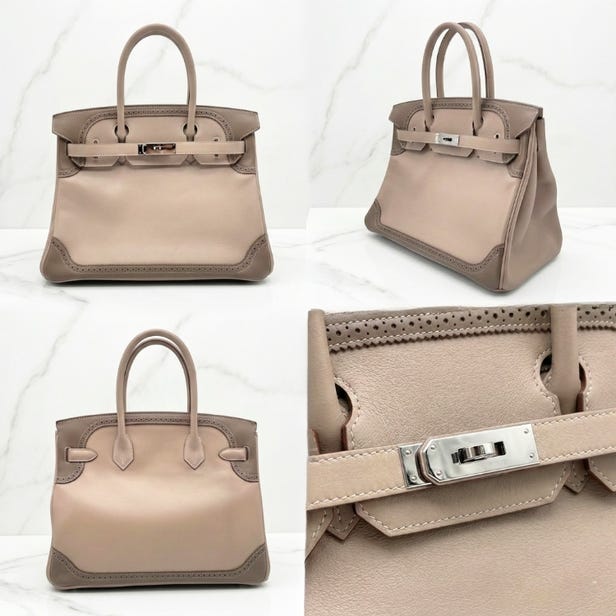 60 일 입하되었 에르메스 버킨 길리 30 아르질 / 에토프 스위프트 가죽 실버 하드웨어 □P 스탬프 (2012년) 길리 버킨 오늘 12:00에 입하