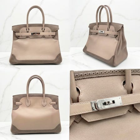 60日ぶりに入荷したエルメス バーキン ギリーズ 30 アルジル/エトゥープ スイフト シルバー金具 □P刻印2026/03/05 12:00に入荷