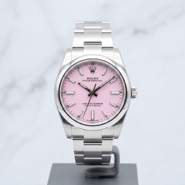 60 일 입하되었 Rolex 오이스터 퍼페츄얼 34 Ref.124200 캔디 핑크 다이얼 오이스터 브레이슬릿 34mm 캔디핑크 OP 오늘 12:00에 입하