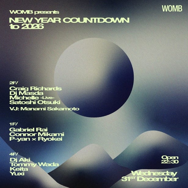 WOMB PRESENTS NEW YEAR COUNTDOWN TO 2026 (MUSIC: TECHNO, HOUSE, DRUM&BASS)