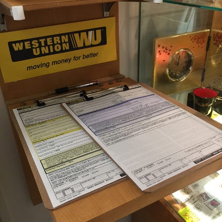 Western Union Money Transfer (tax-free)