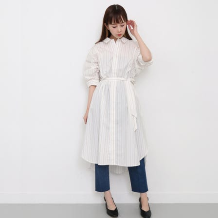 デザインスリーブシャツワンピース