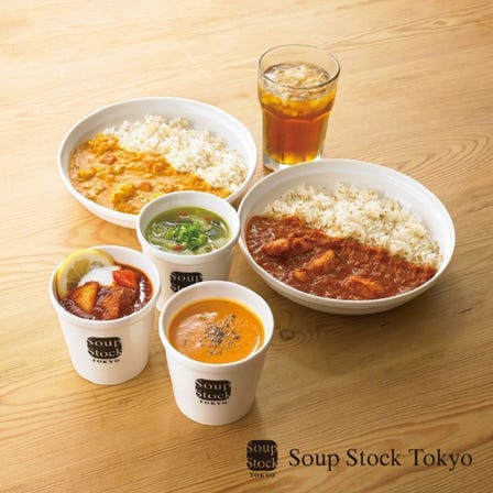 〈Soup Stock Tokyo〉

A 座 B1F = 西武食堂

Soup Stock Tokyo 主要在東京都內經營，是一家深受女性歡迎的喝湯專賣店。湯汁（dashi）經過長時間精心熬製，與時令蔬菜和新鮮食材搭配，提供可作為主菜食用的湯汁。

所有產品均為冷凍銷售。
照片僅供參考。
