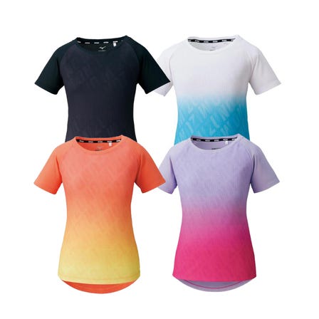 GRAPHIC T-SHIRT
A dry aeroflow T-shirt featuring a graphical MIZUNO logo and gradation.

#mizuno #tshirt #for_women #training