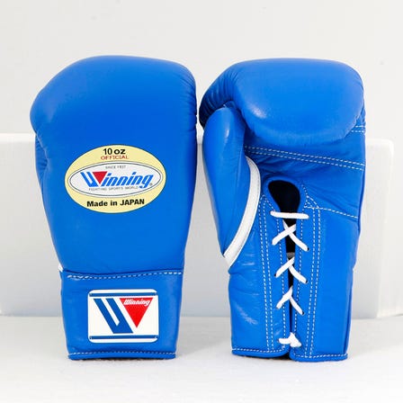 Winning／MS-300／拳擊手套※綁帶設計(藍色) 10oz