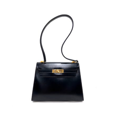 HERMES MINIi KELLY BOX CALF SHOULDER BAG BLACK