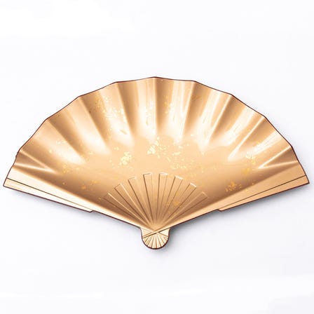 Hand fan dish "Origami" gold leaf edge vermilion