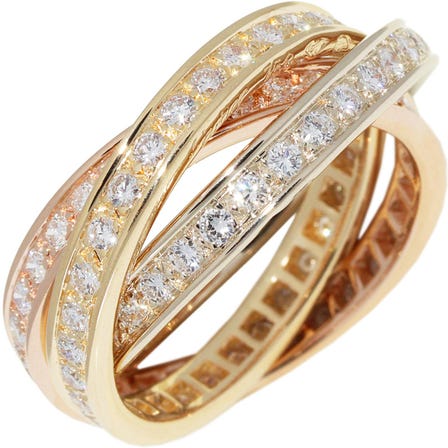 Cartier Trinity Ring Three Bangles Ring Full Diamond