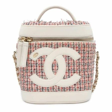 9464094 CHANEL 2way vanity bag White/Red AS0323 Tweed Leather Used A Rank