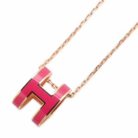 9466531 HERMES Pop Ash Necklace Pink Lacquer Metal Neverused