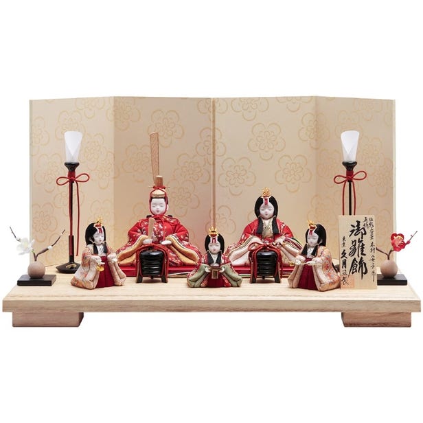 Kimekomi Hina Dolls - Emperor, Empress and Three Court Ladies Display