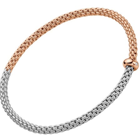 FOPE Must-Have Prima Collection Flex'it Bracelet RG/WG Bicolor Mesh Chain White Diamond
