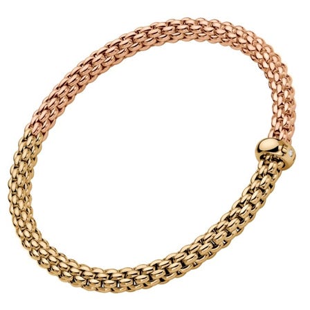 FOPE Must-Have SOLO Collection Flex'it Braelet RG/YG Bicolor Meshchain White Diamond