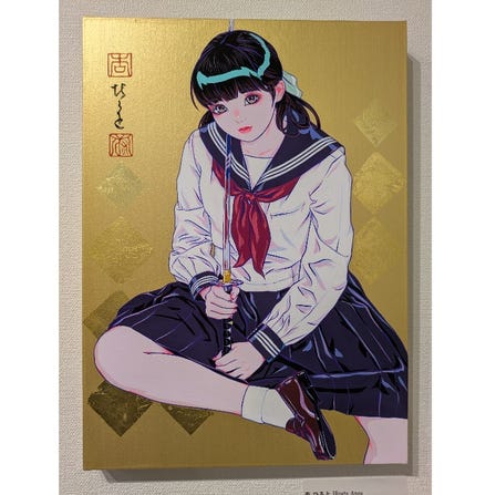 Hiroto Anzu
“the sword girl”　(2023)
Acrylic Gouache, gold leaf
artwork size: F4　33.3cm x 24.2cm
＜currently on display＞