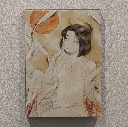 Kazuko
“yodomi” (2025)
acrylic paint and watercolor pencil
on Watson paper
artwork size: 22.7cm x 15.8cm
＜currently on display＞